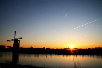 沈む夕陽が美しい