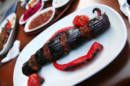 こーへーが頼んだナスと肉の挟み焼き